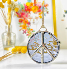 Load image into Gallery viewer, Glass Peace Sign Suncatcher: Treehugger

