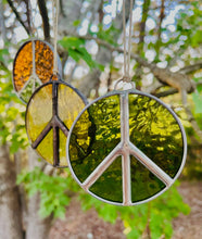 Load image into Gallery viewer, Glass Peace Sign Suncatcher: Treehugger
